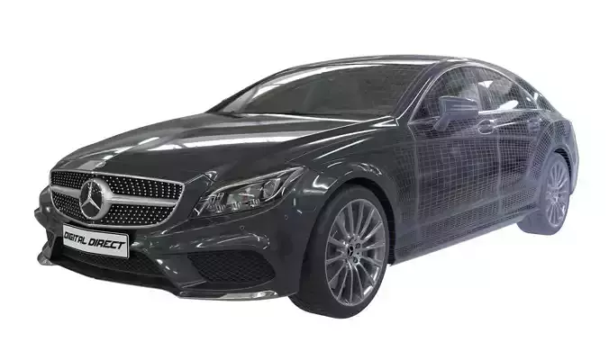 Realistic Car Mercedes CLS500 with Interior Rigged PBR Vehicle