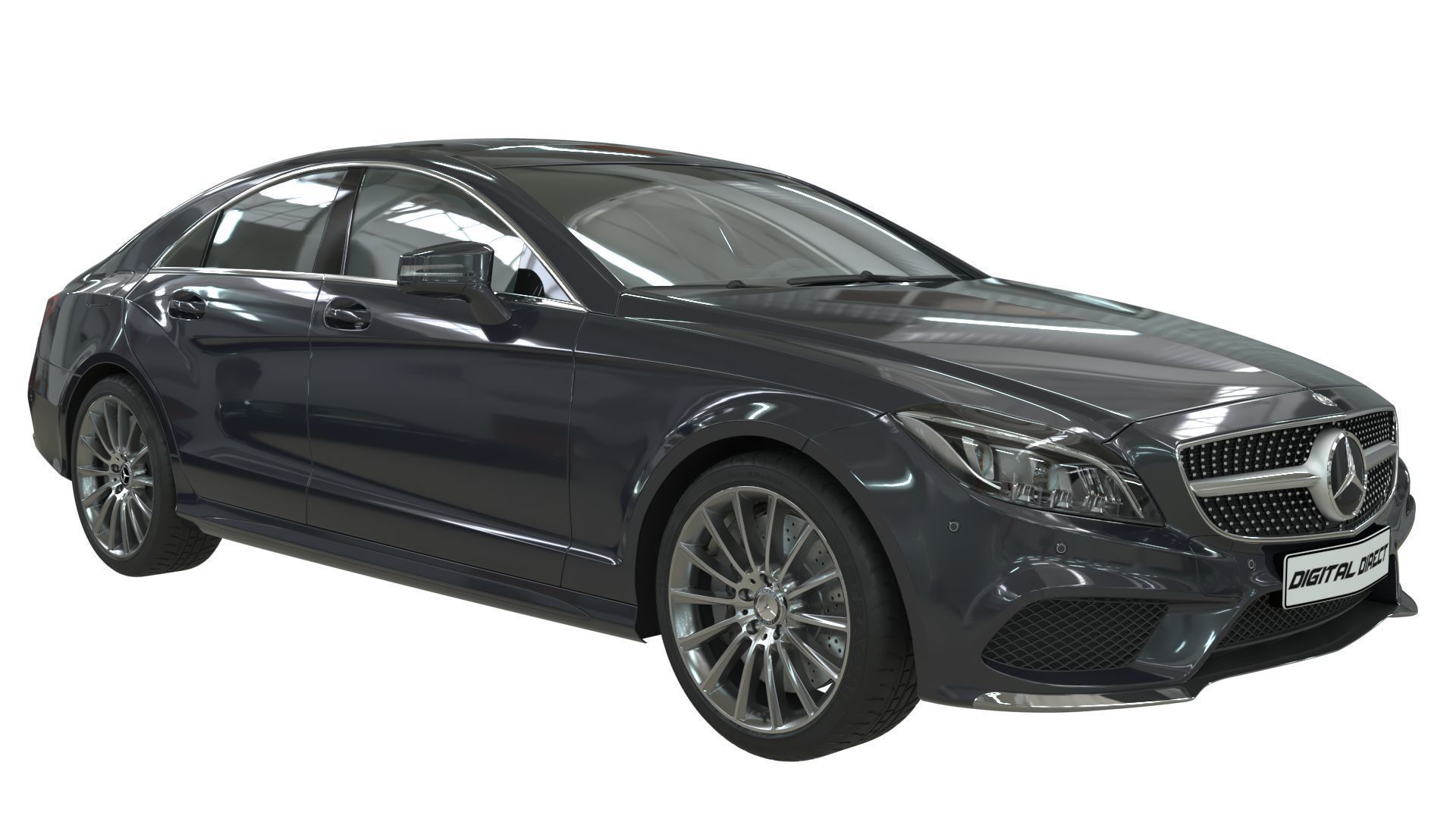 Realistic Car Mercedes CLS500 with Interior Rigged PBR Vehicle Low-poly 3D model_1