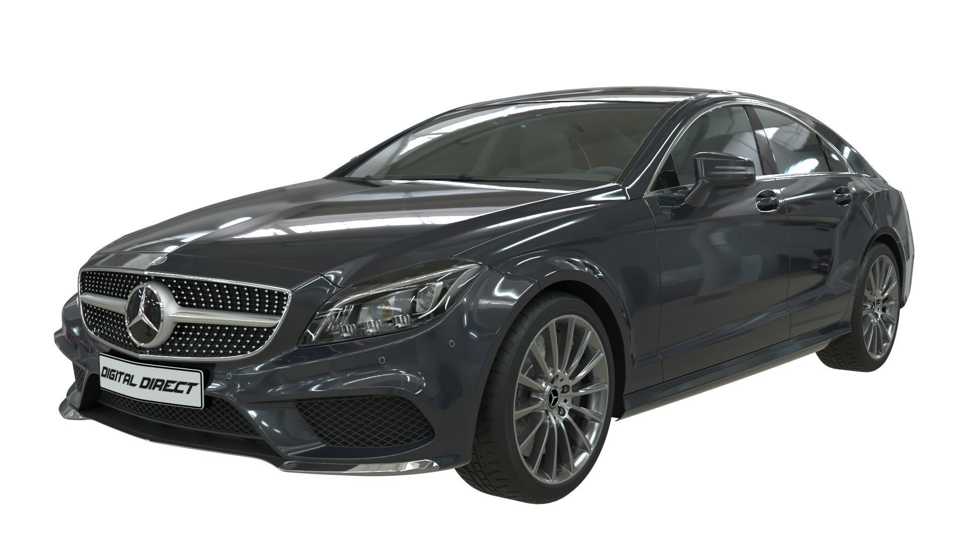 Realistic Car Mercedes CLS500 with Interior Rigged PBR Vehicle Low-poly 3D model_4