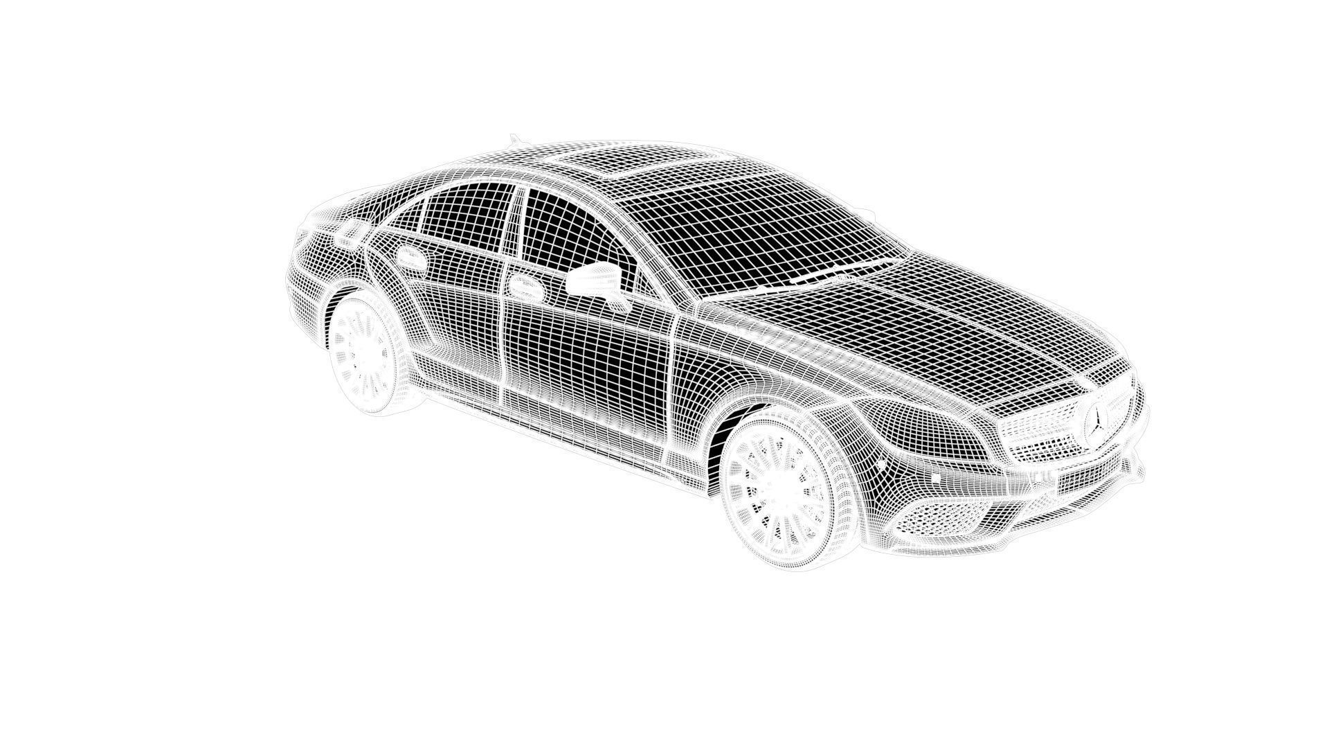 Realistic Car Mercedes CLS500 with Interior Rigged PBR Vehicle Low-poly 3D model_24