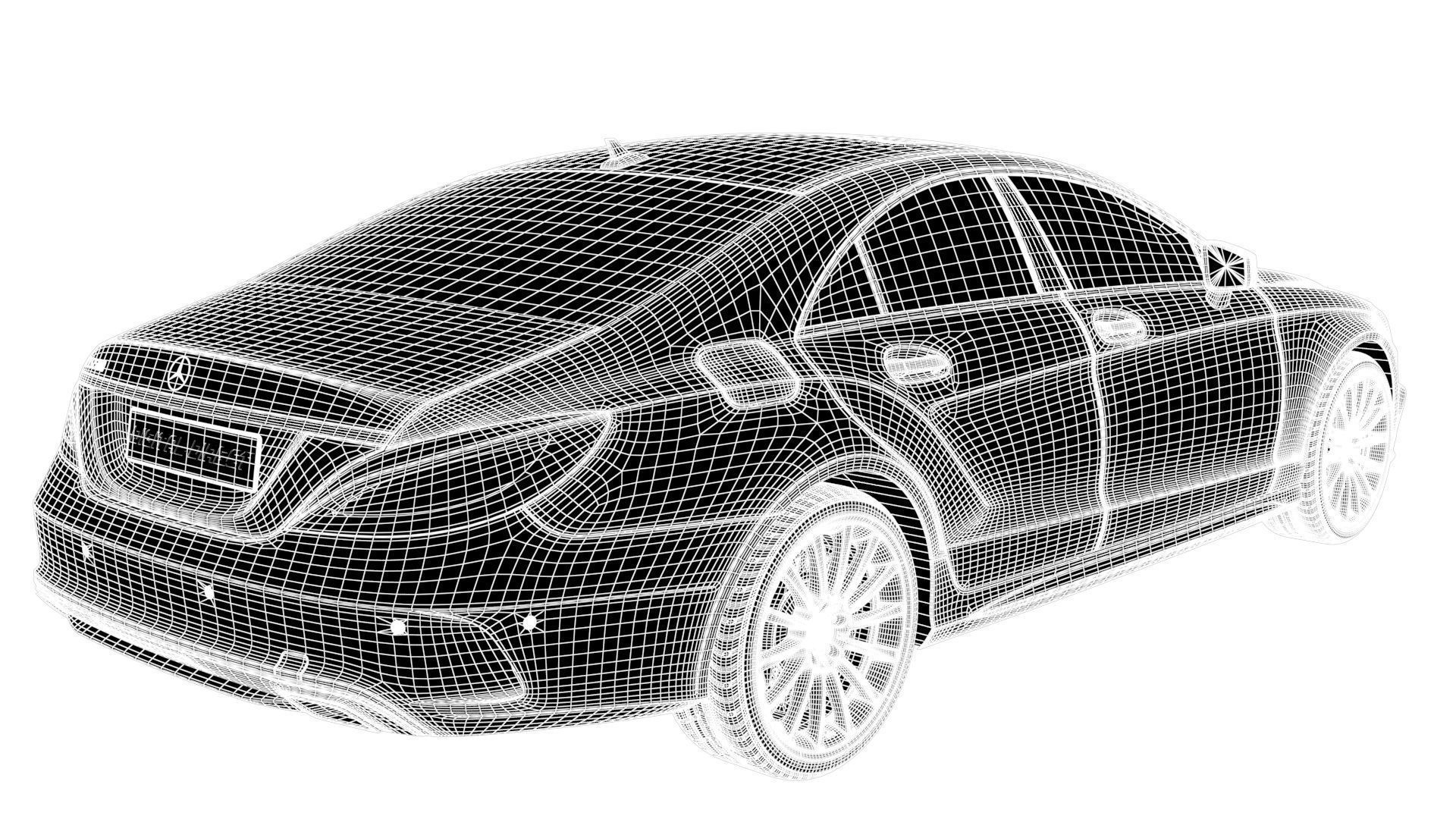 Realistic Car Mercedes CLS500 with Interior Rigged PBR Vehicle Low-poly 3D model_26