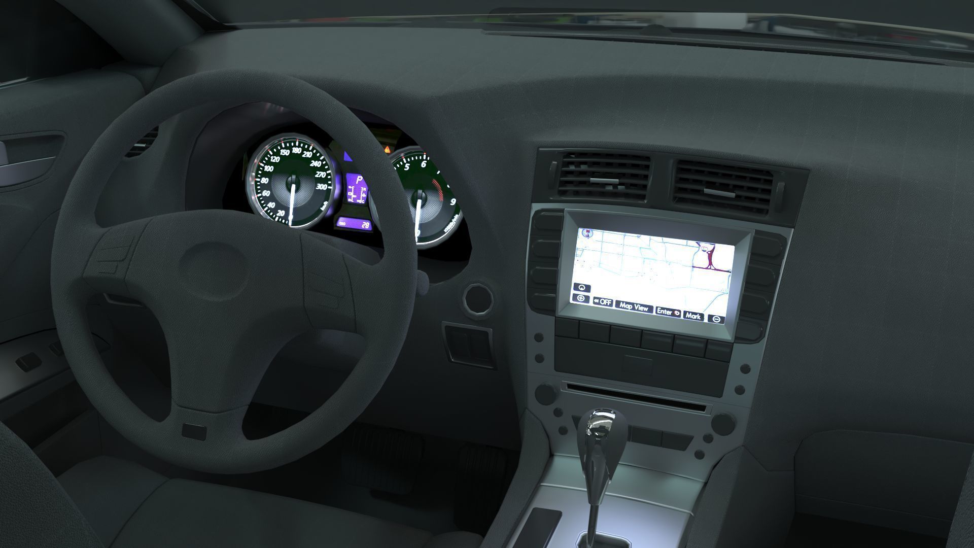 Realistic Car Mercedes CLS500 with Interior Rigged PBR Vehicle Low-poly 3D model_11