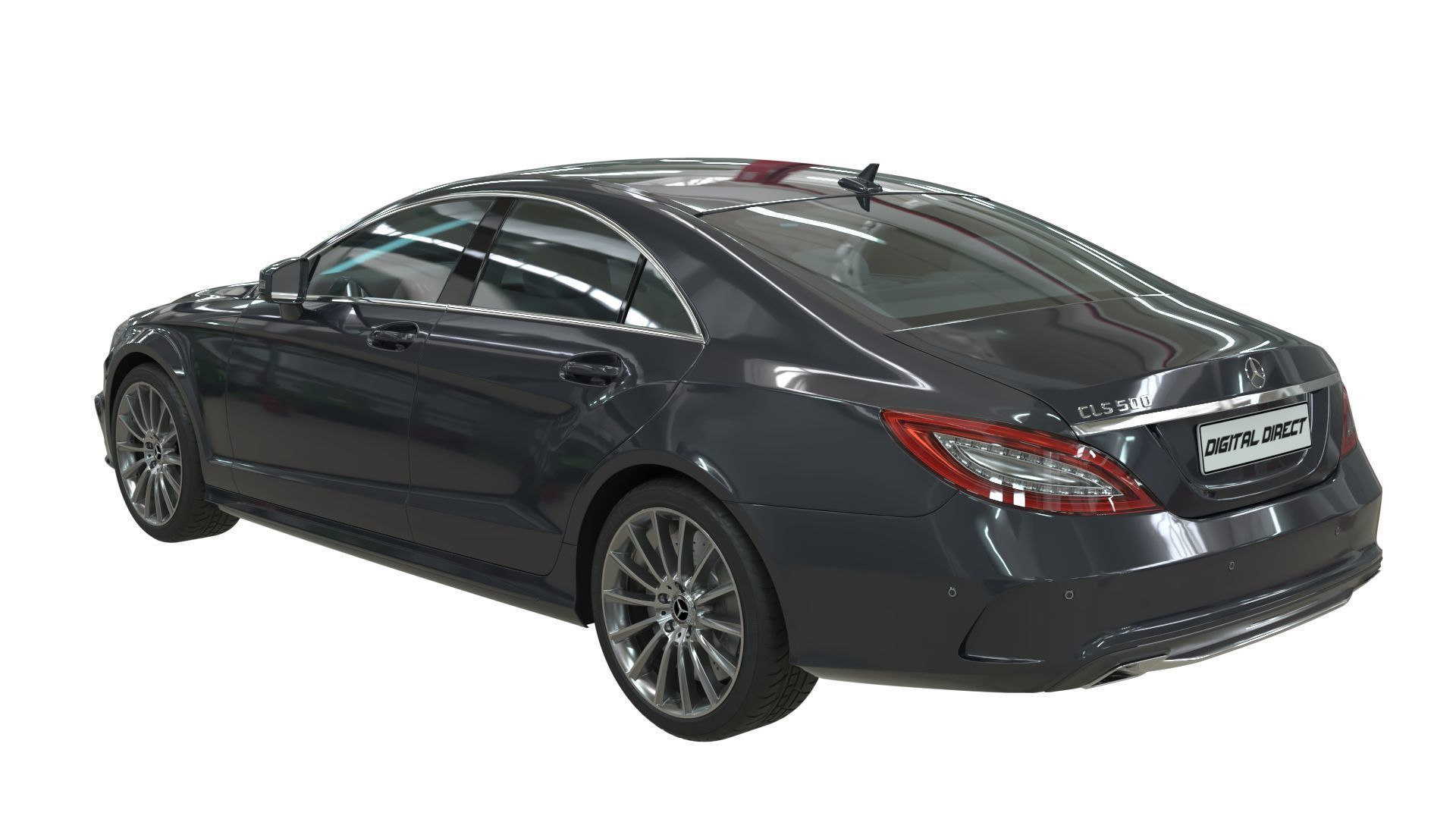 Realistic Car Mercedes CLS500 with Interior Rigged PBR Vehicle Low-poly 3D model_6