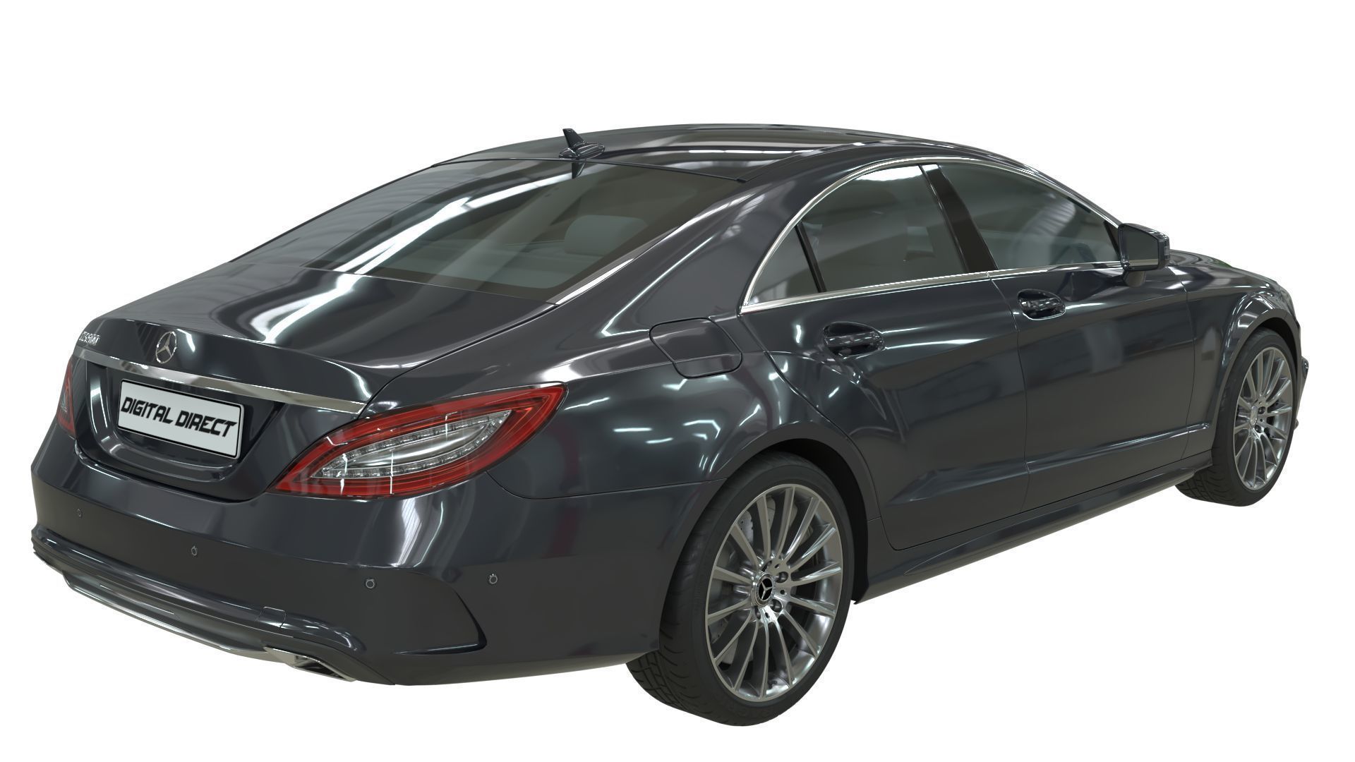 Realistic Car Mercedes CLS500 with Interior Rigged PBR Vehicle Low-poly 3D model_7