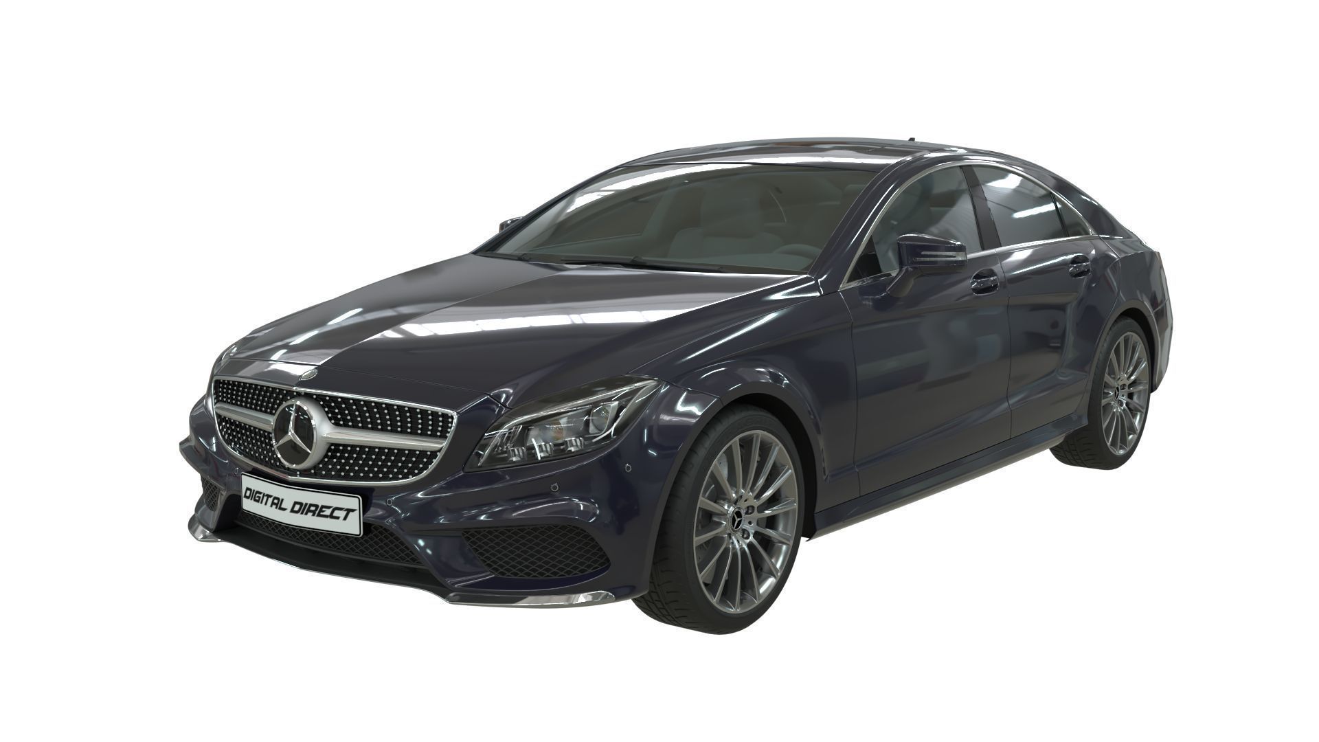 Realistic Car Mercedes CLS500 with Interior Rigged PBR Vehicle Low-poly 3D model_14