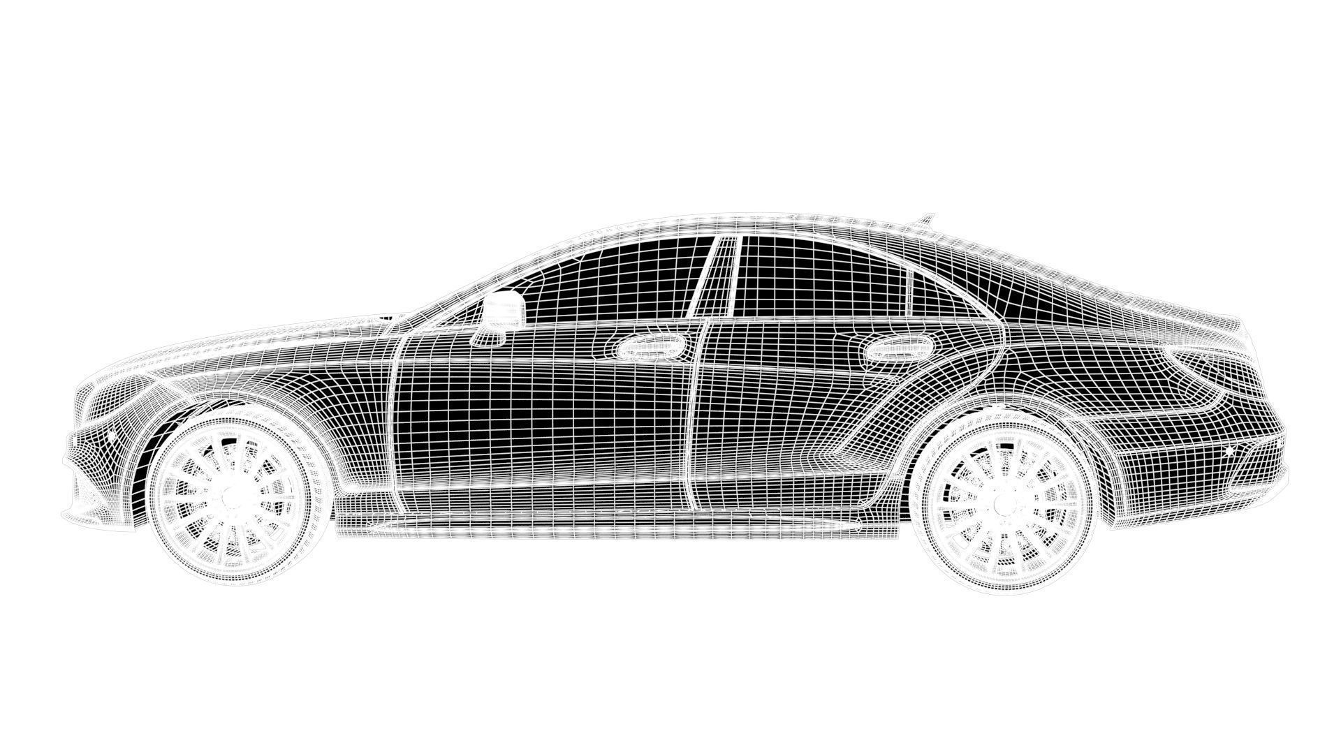 Realistic Car Mercedes CLS500 with Interior Rigged PBR Vehicle Low-poly 3D model_15