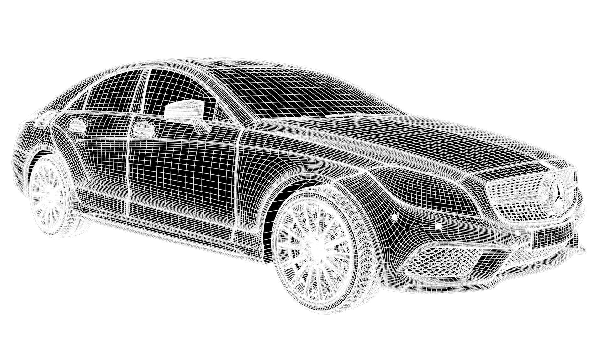 Realistic Car Mercedes CLS500 with Interior Rigged PBR Vehicle Low-poly 3D model_21