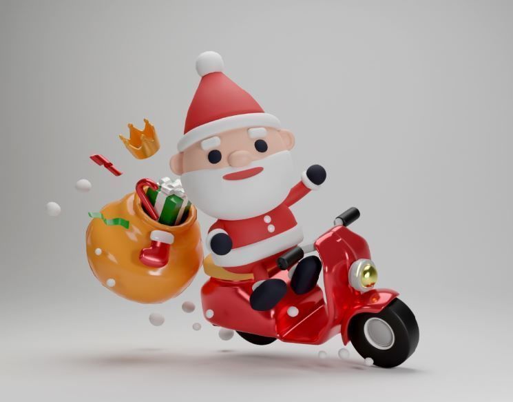 Red scooter for cute character 3D model_2