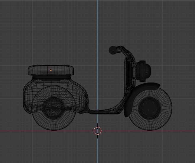 Red scooter for cute character 3D model_1