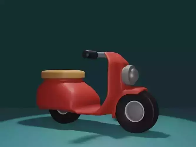 Red scooter for cute character
