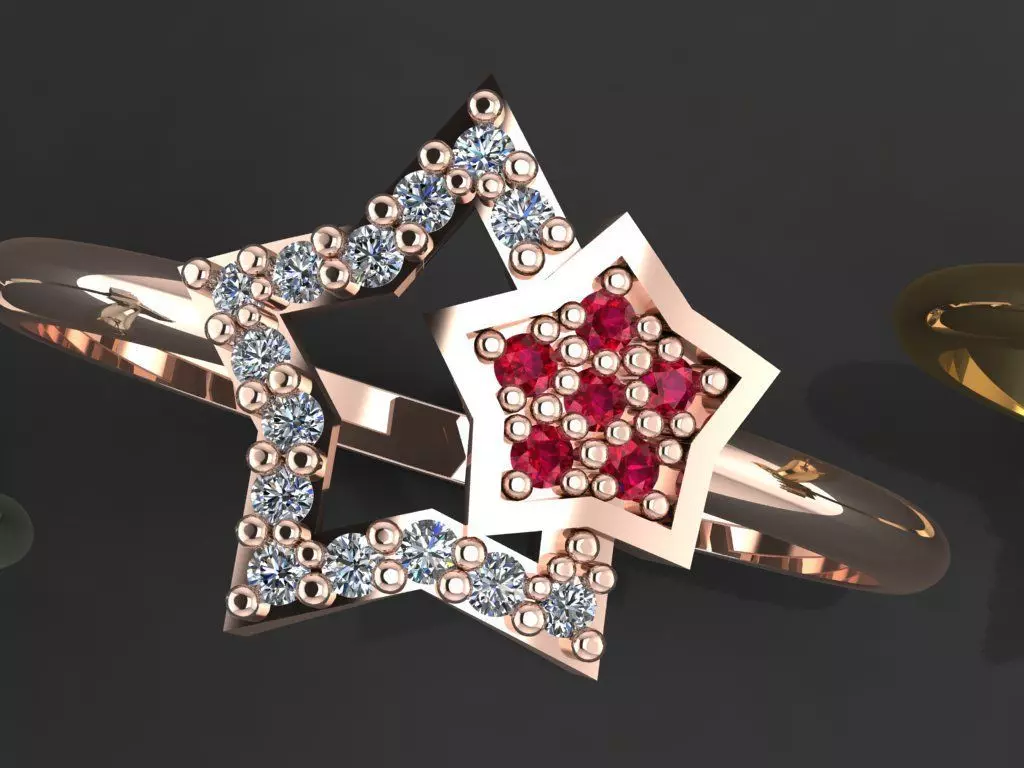 Star Gold Silver Ring 3d Print Model 3D print model 3D print model