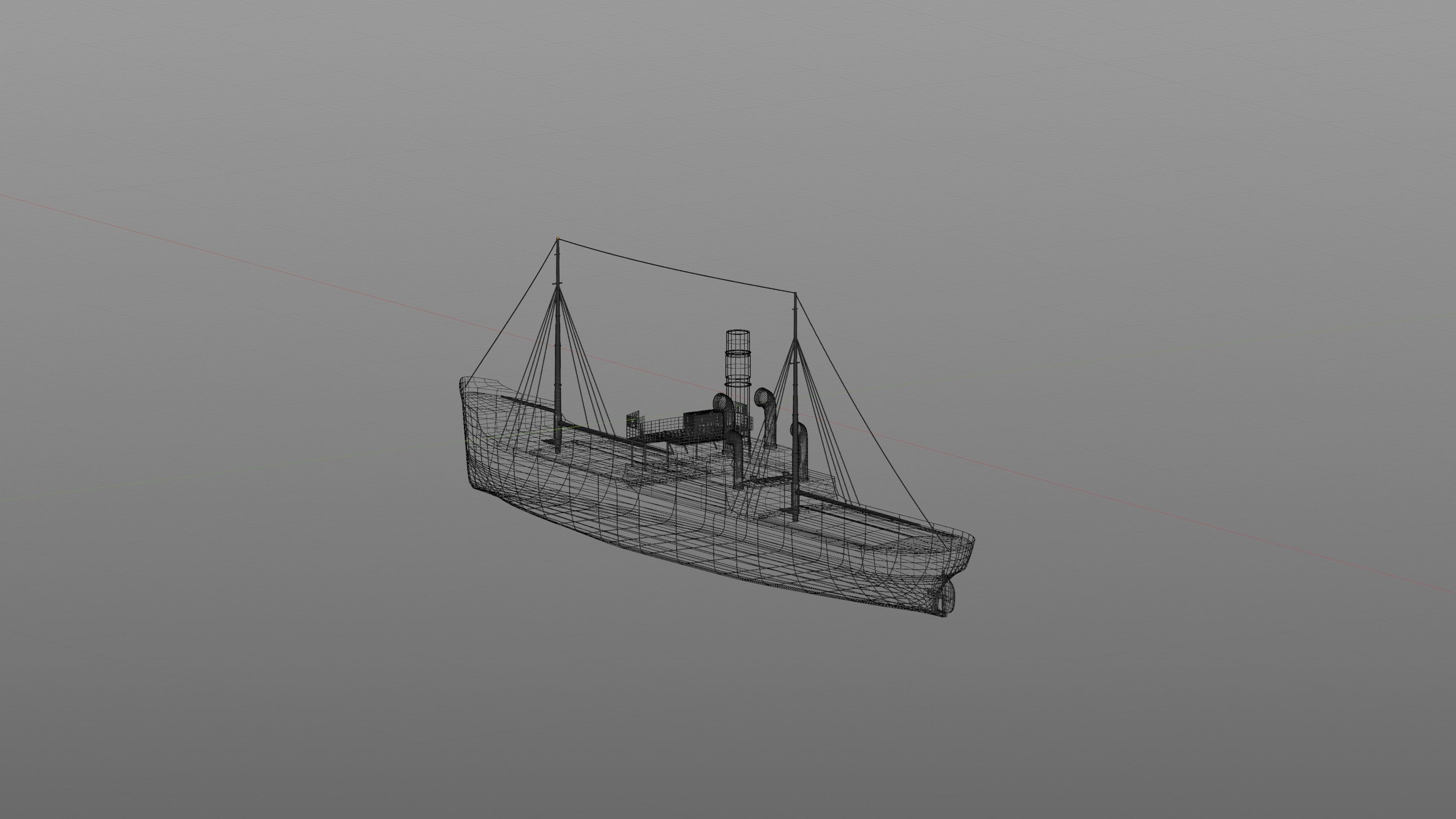 Simple model of Karlsruhe 1905 german cargo steamer ship 3D model_7