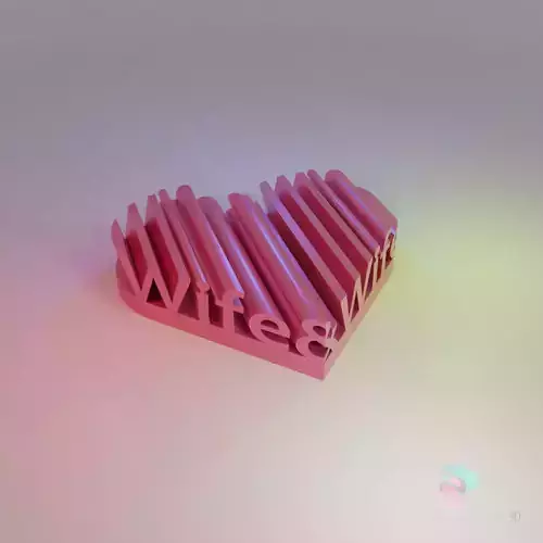 3D Word Shape of Hearts Wife and Wife 3D print model