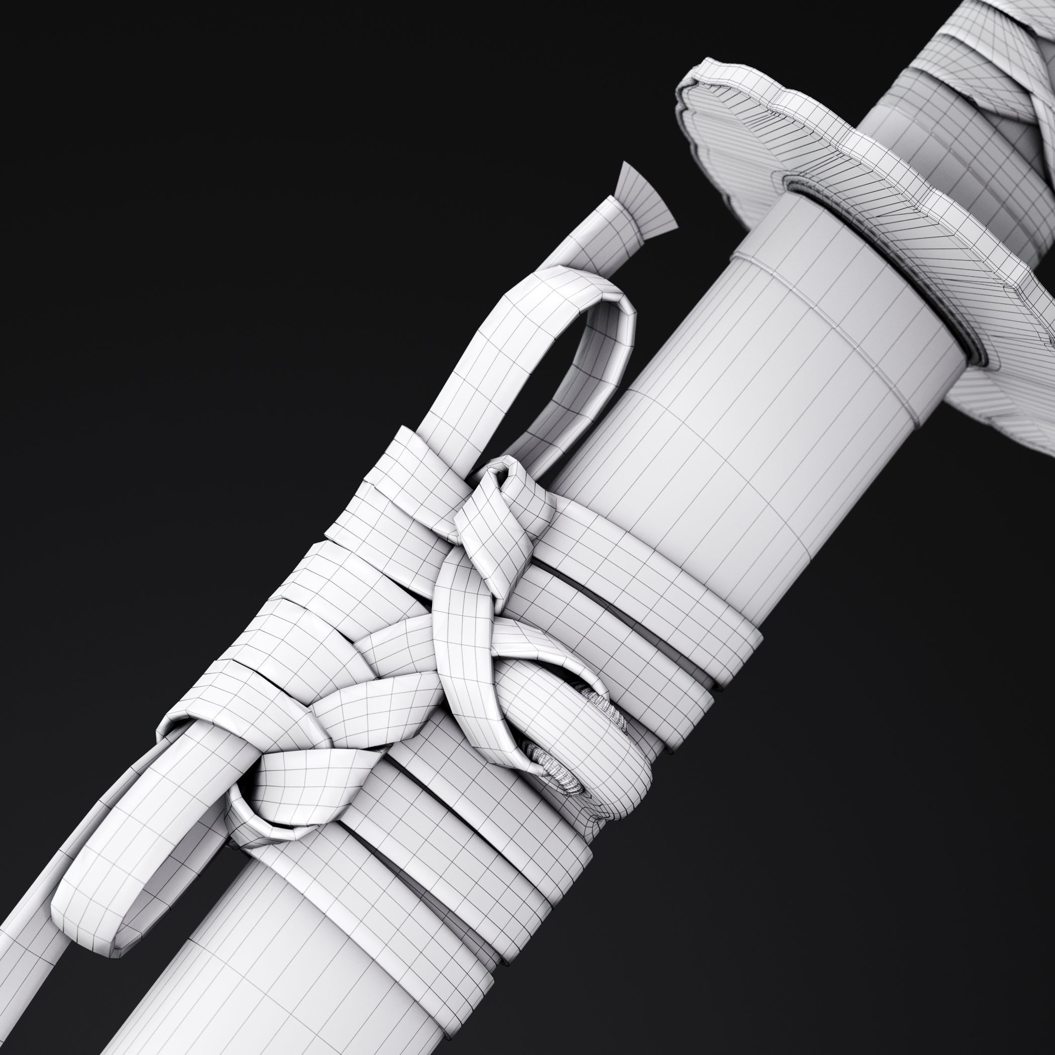 Katana japanese sword 3D model_7