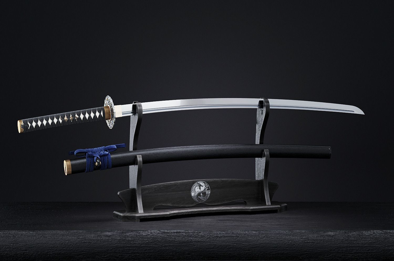 Katana japanese sword 3D model_15