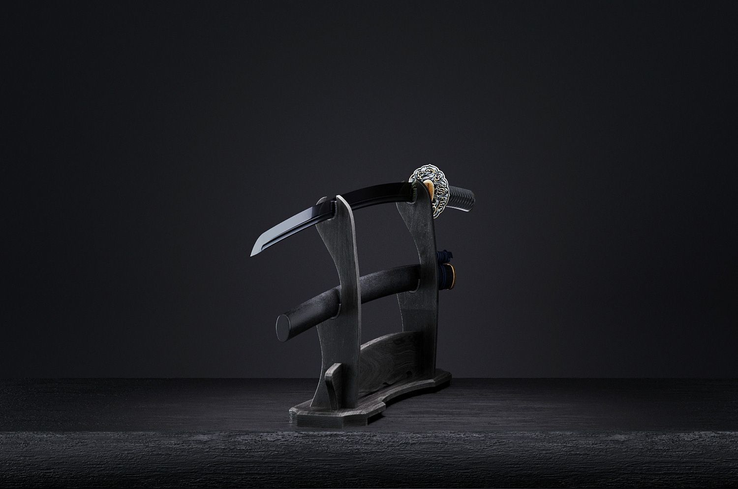 Katana japanese sword 3D model_34