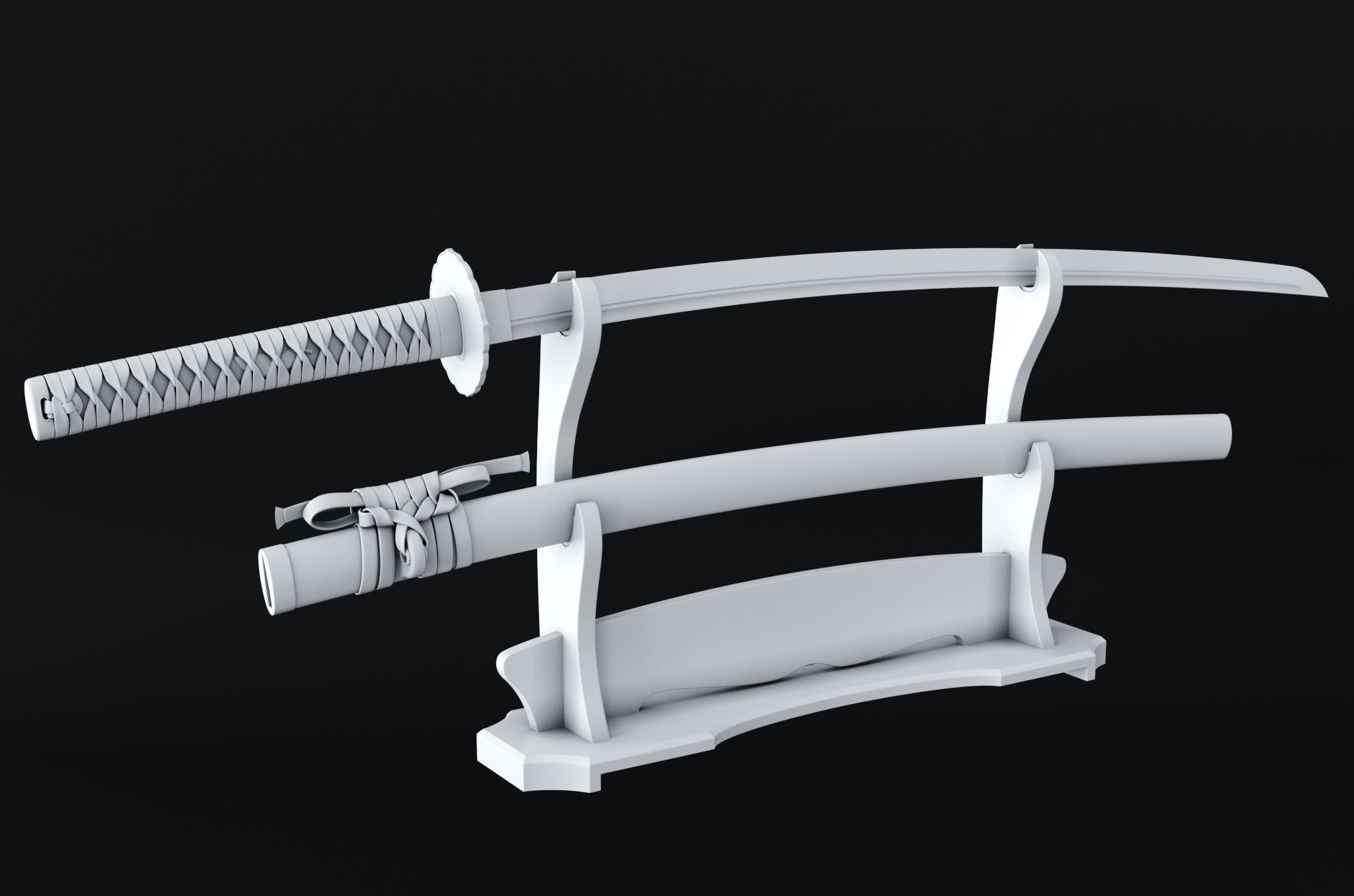 Katana japanese sword 3D model_9