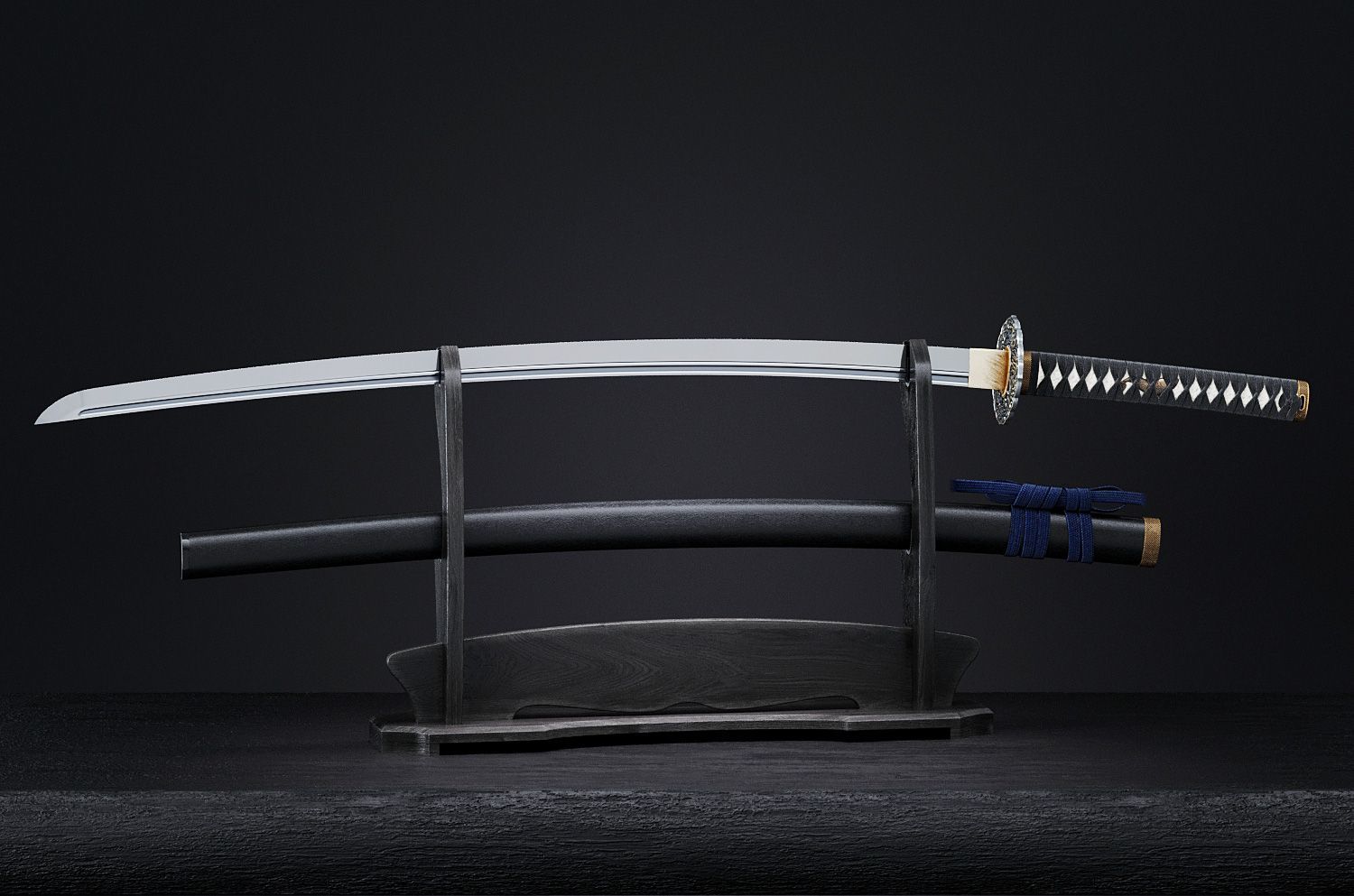 Katana japanese sword 3D model_29