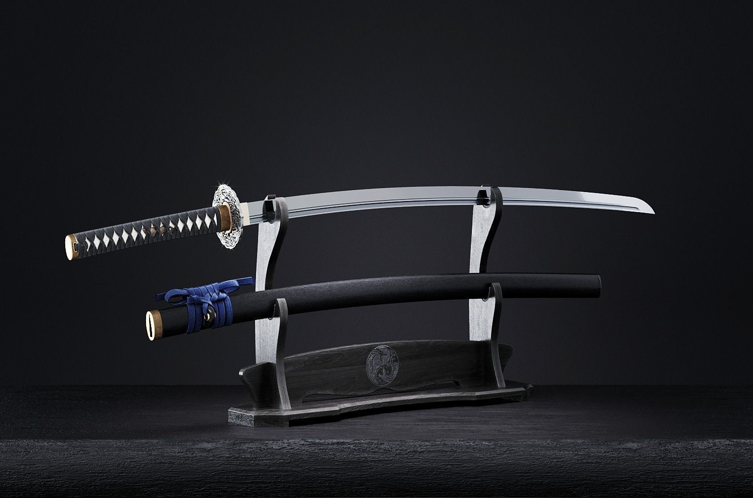 Katana japanese sword 3D model_16