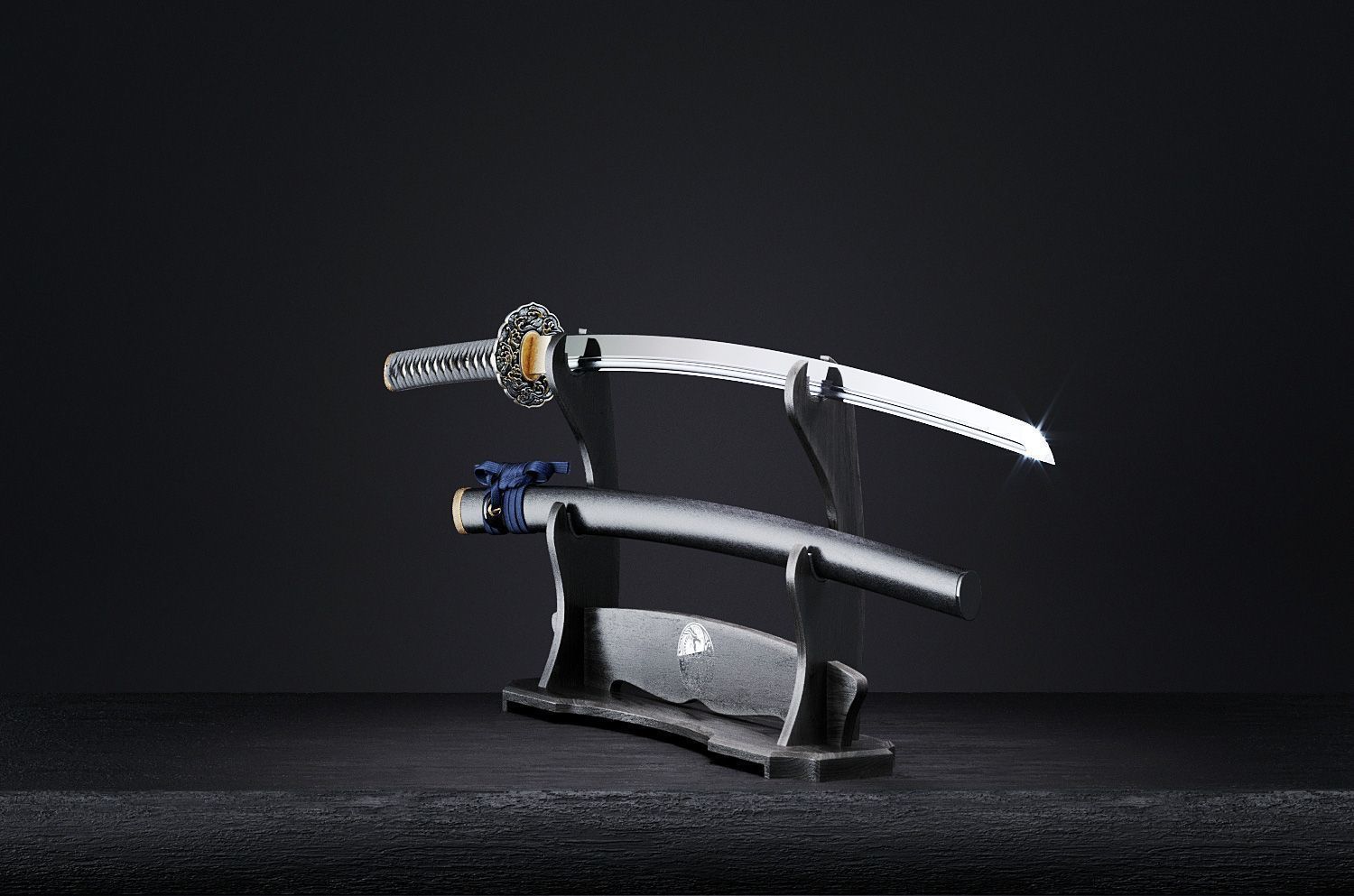 Katana japanese sword 3D model_38