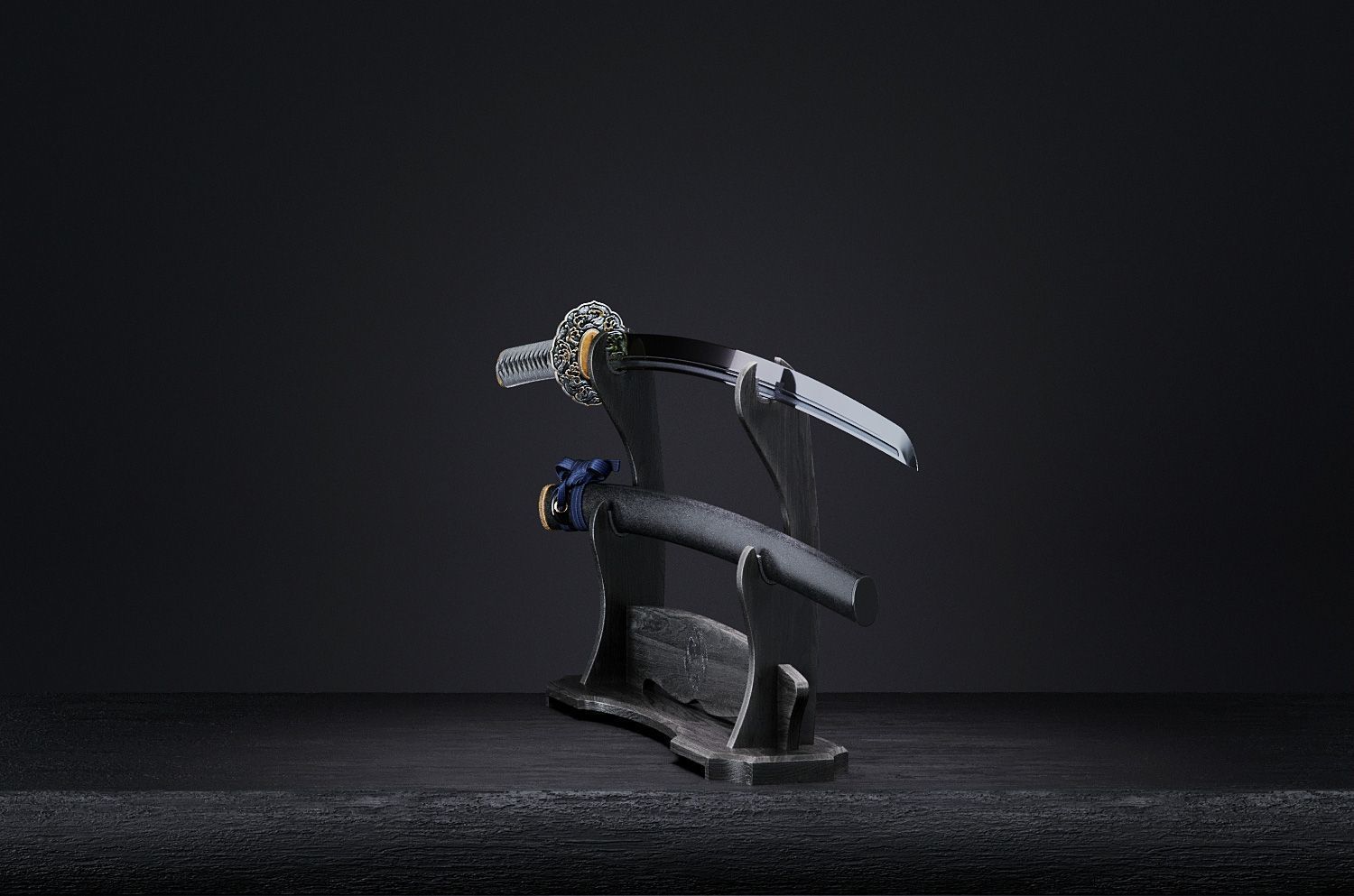 Katana japanese sword 3D model_37