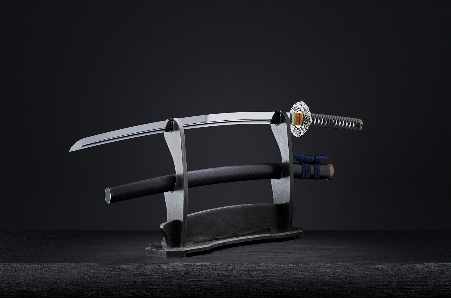 Katana japanese sword 3D model_32