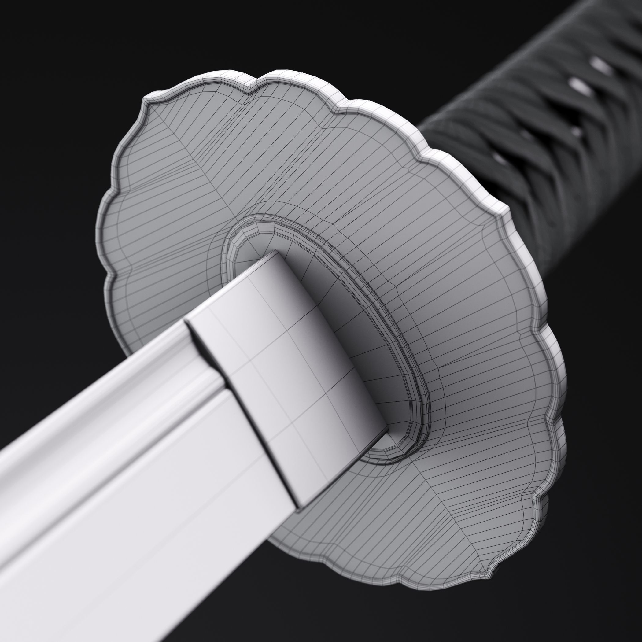 Katana japanese sword 3D model_6