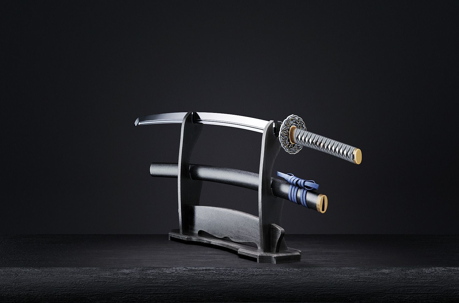 Katana japanese sword 3D model_23