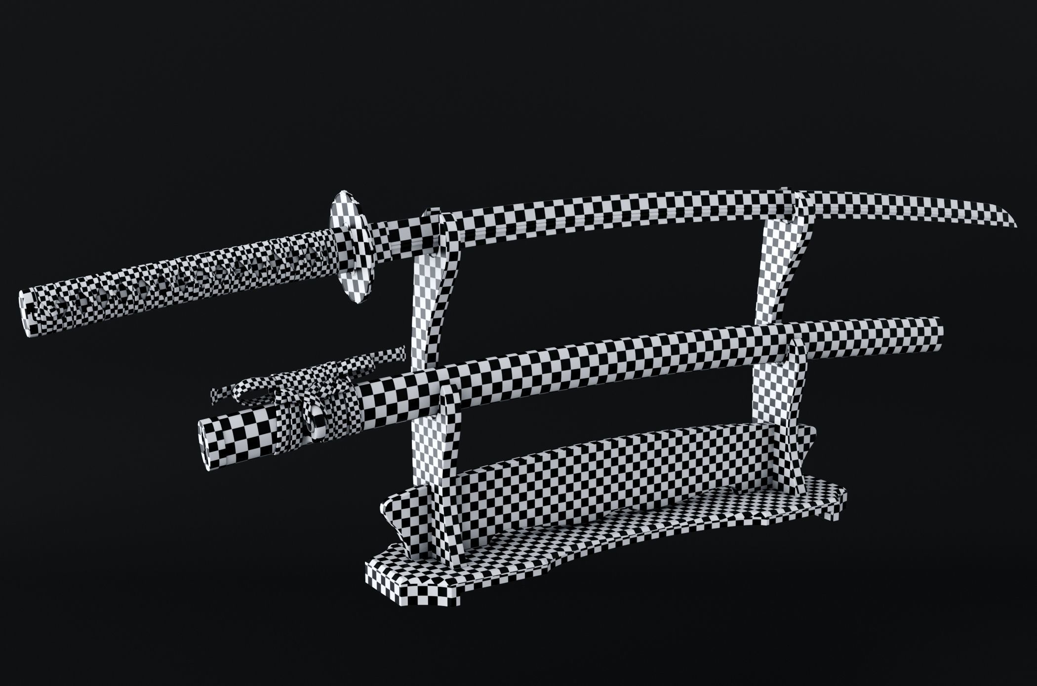 Katana japanese sword 3D model_12