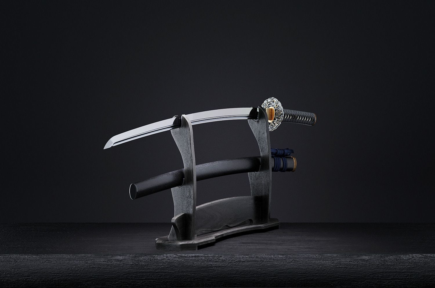 Katana japanese sword 3D model_33