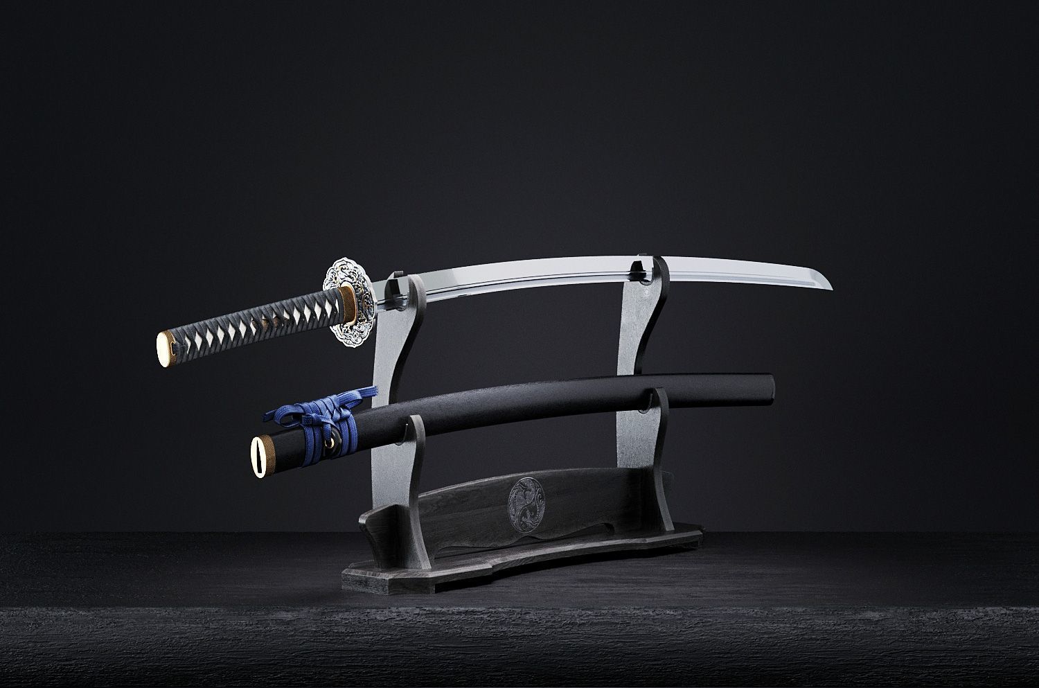 Katana japanese sword 3D model_17