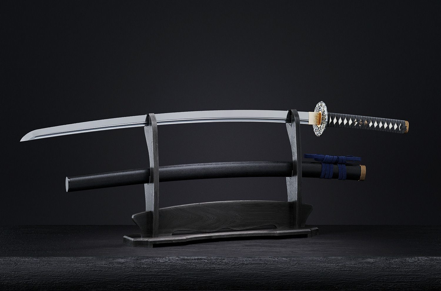 Katana japanese sword 3D model_30