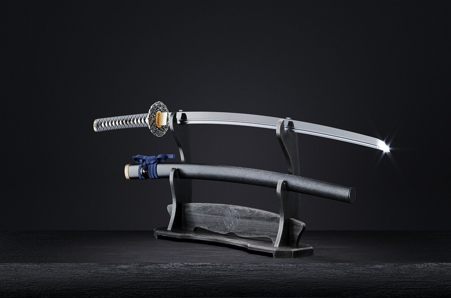 Katana japanese sword 3D model_39