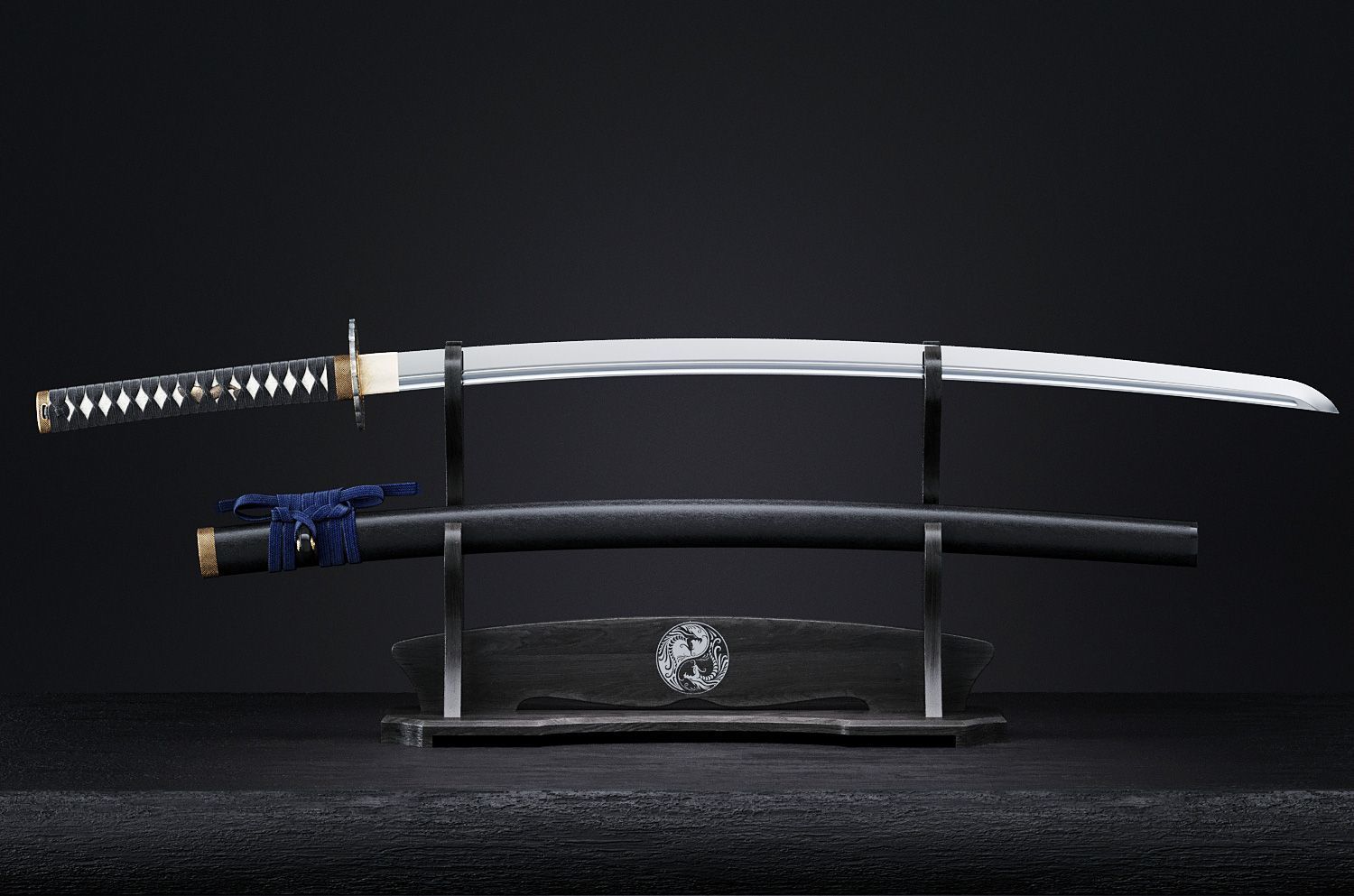 Katana japanese sword 3D model_13