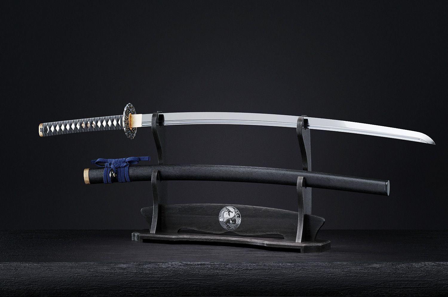 Katana japanese sword 3D model_41