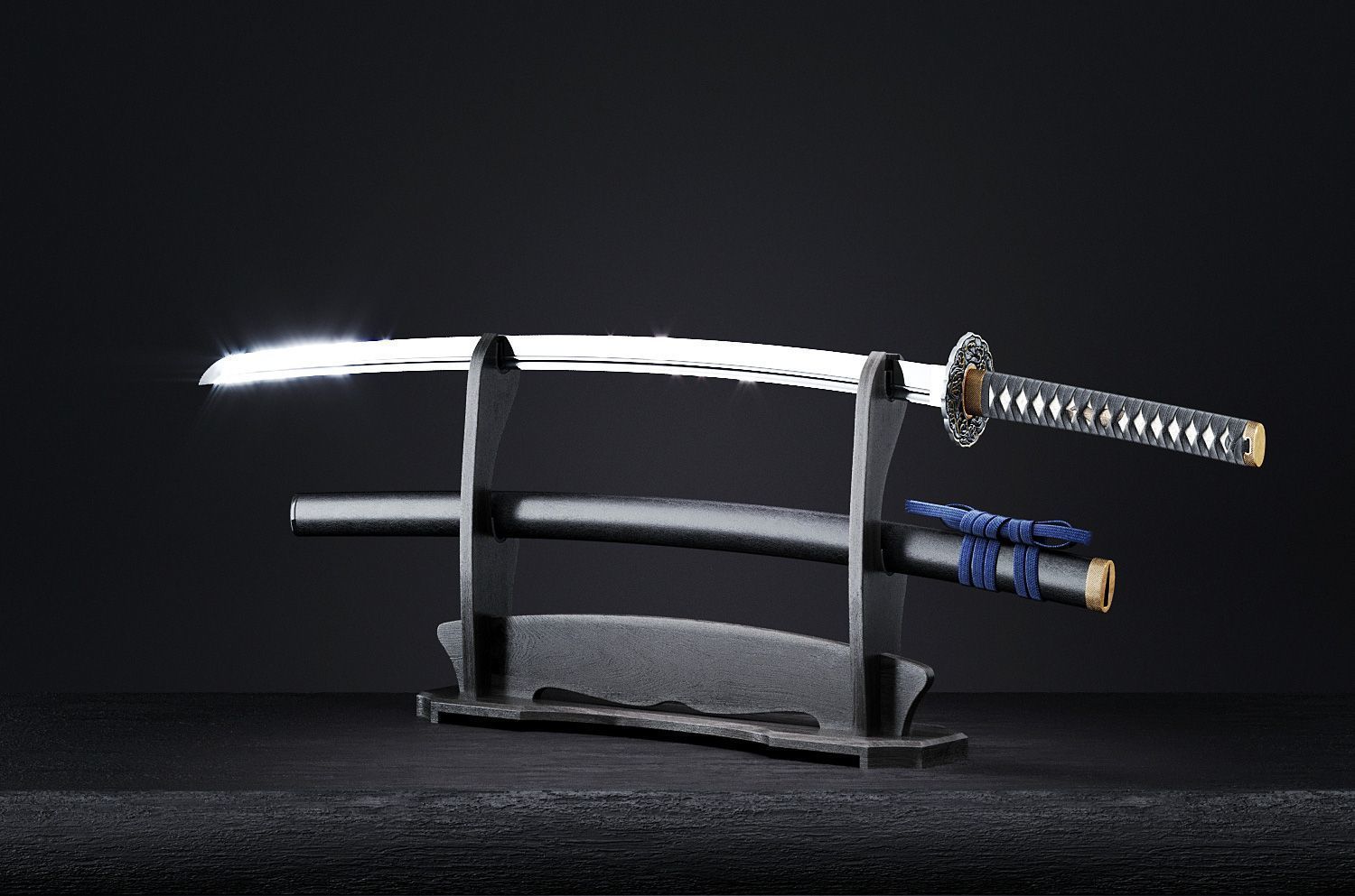 Katana japanese sword 3D model_25