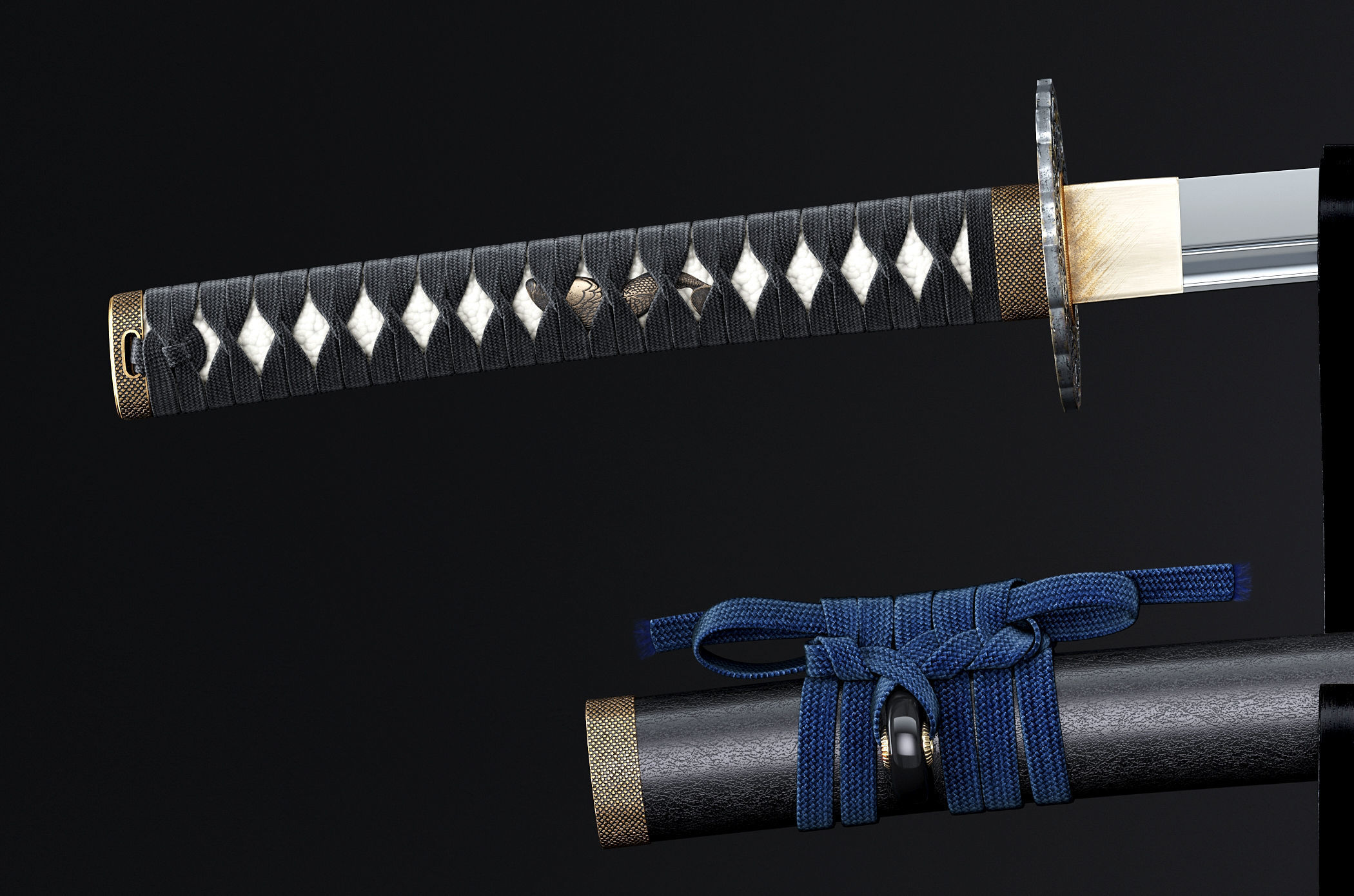 Katana japanese sword 3D model_5