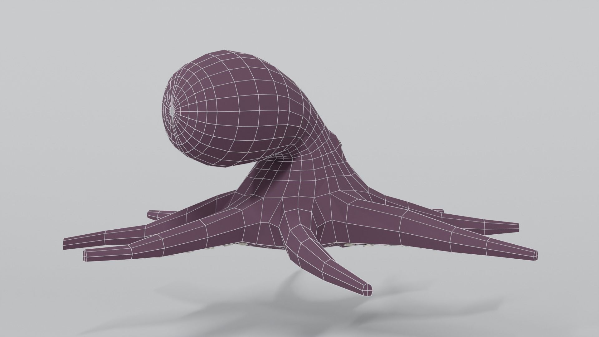 Low Poly Cartoon Octopus Low-poly 3D model_12