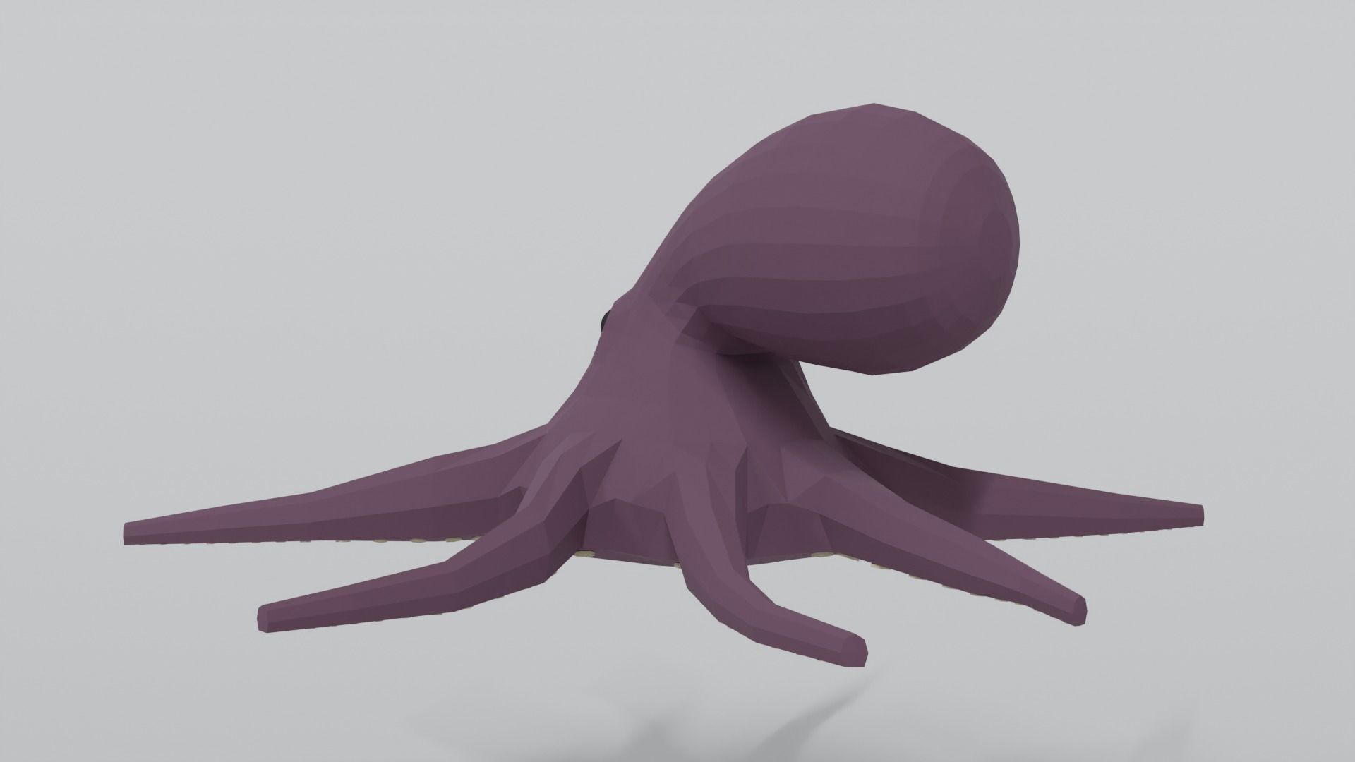 Low Poly Cartoon Octopus Low-poly 3D model_2