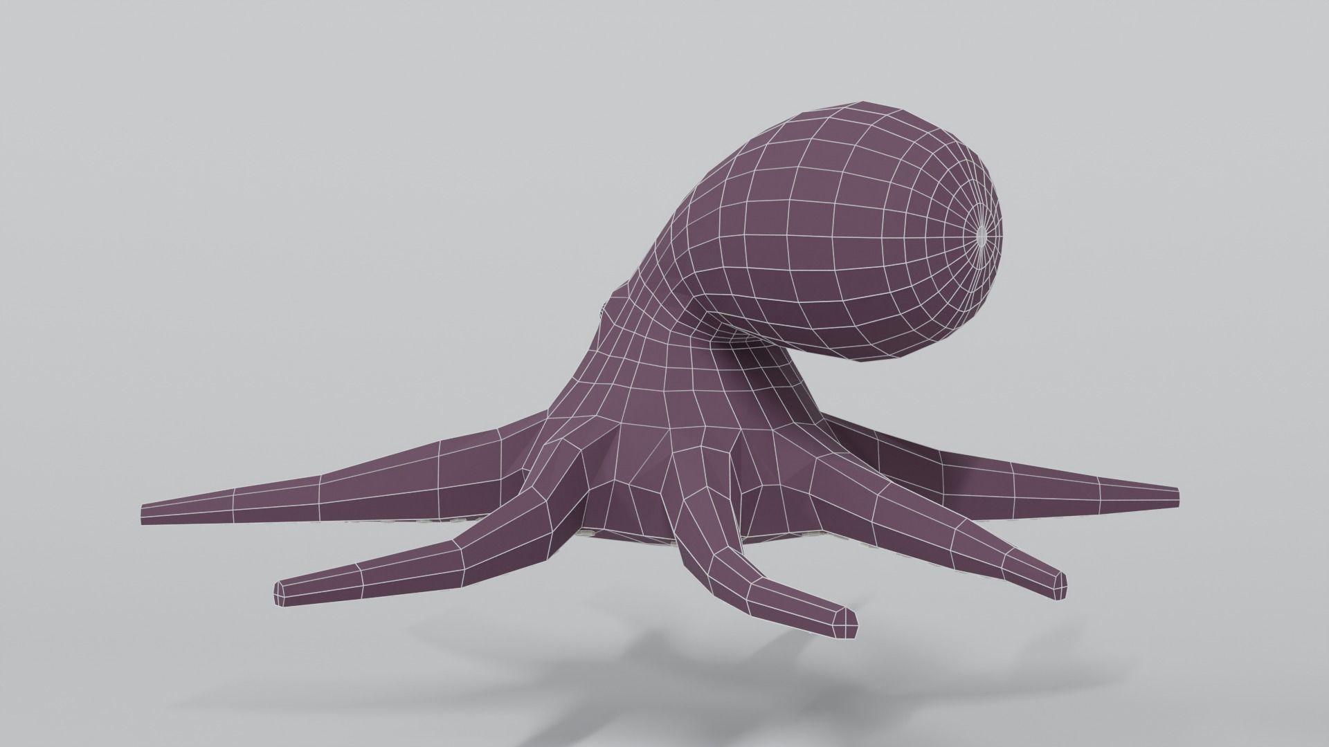 Low Poly Cartoon Octopus Low-poly 3D model_16