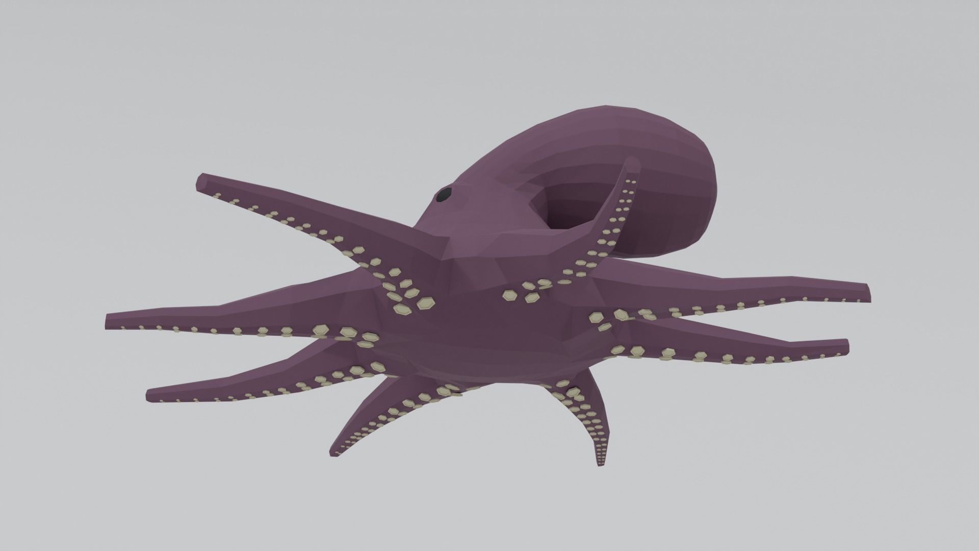 Low Poly Cartoon Octopus Low-poly 3D model_8
