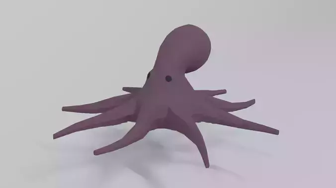 Low Poly Cartoon Octopus