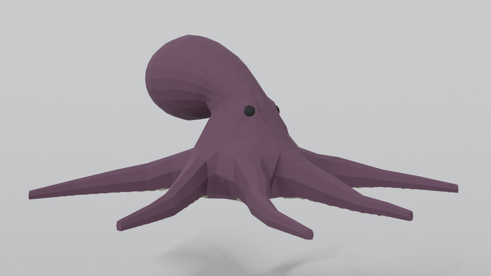 Low Poly Cartoon Octopus Low-poly 3D model_6