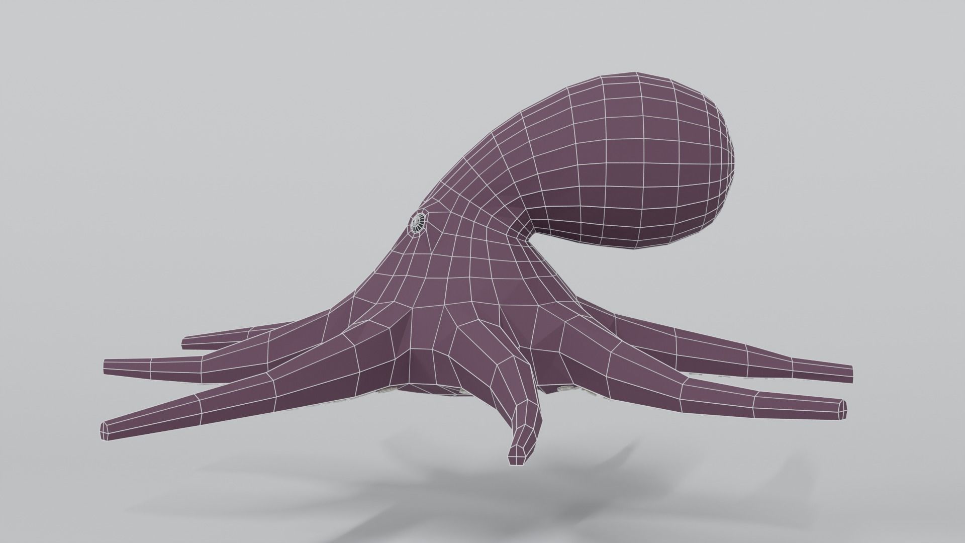 Low Poly Cartoon Octopus Low-poly 3D model_14