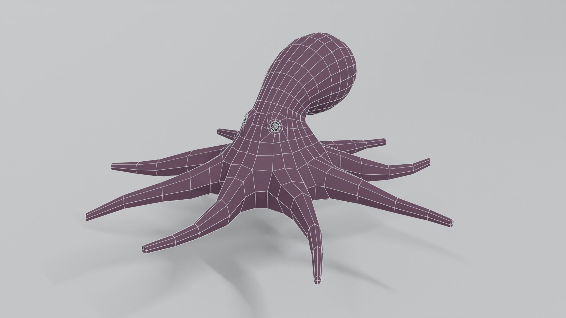 Low Poly Cartoon Octopus Low-poly 3D model_15