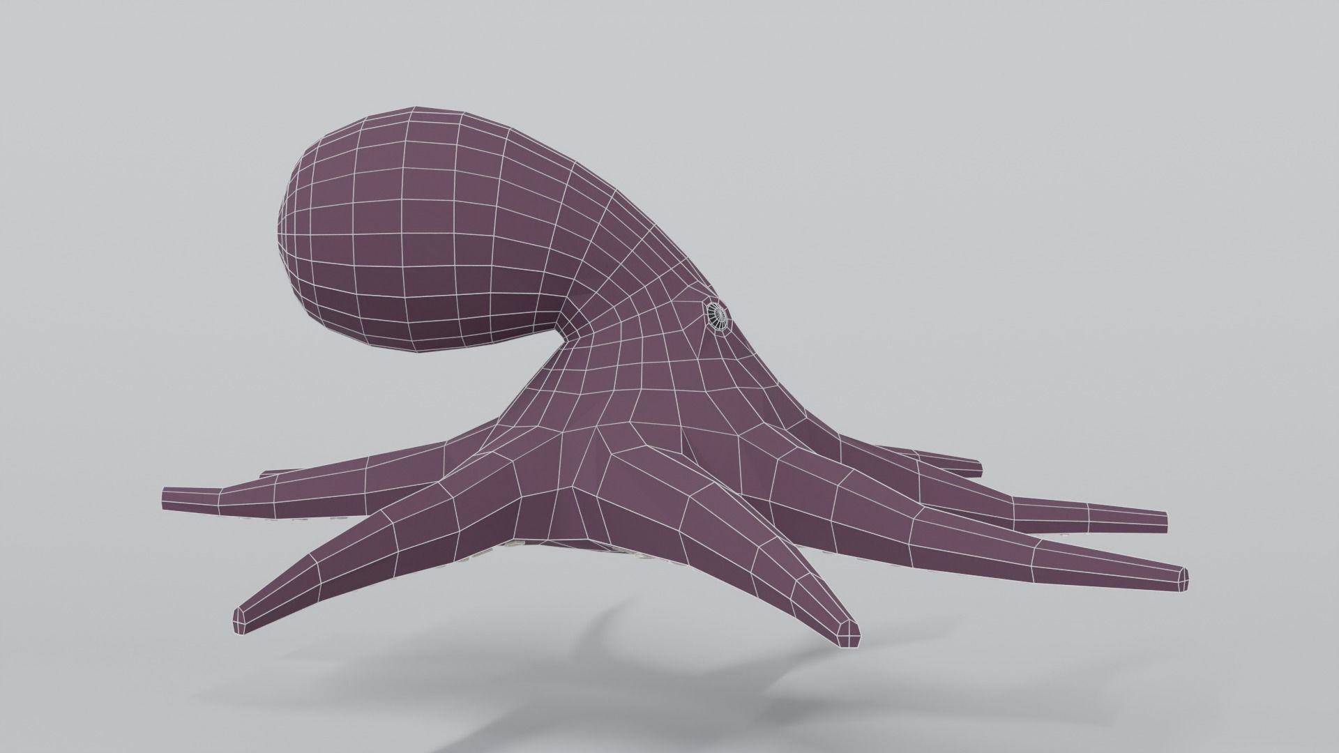 Low Poly Cartoon Octopus Low-poly 3D model_18