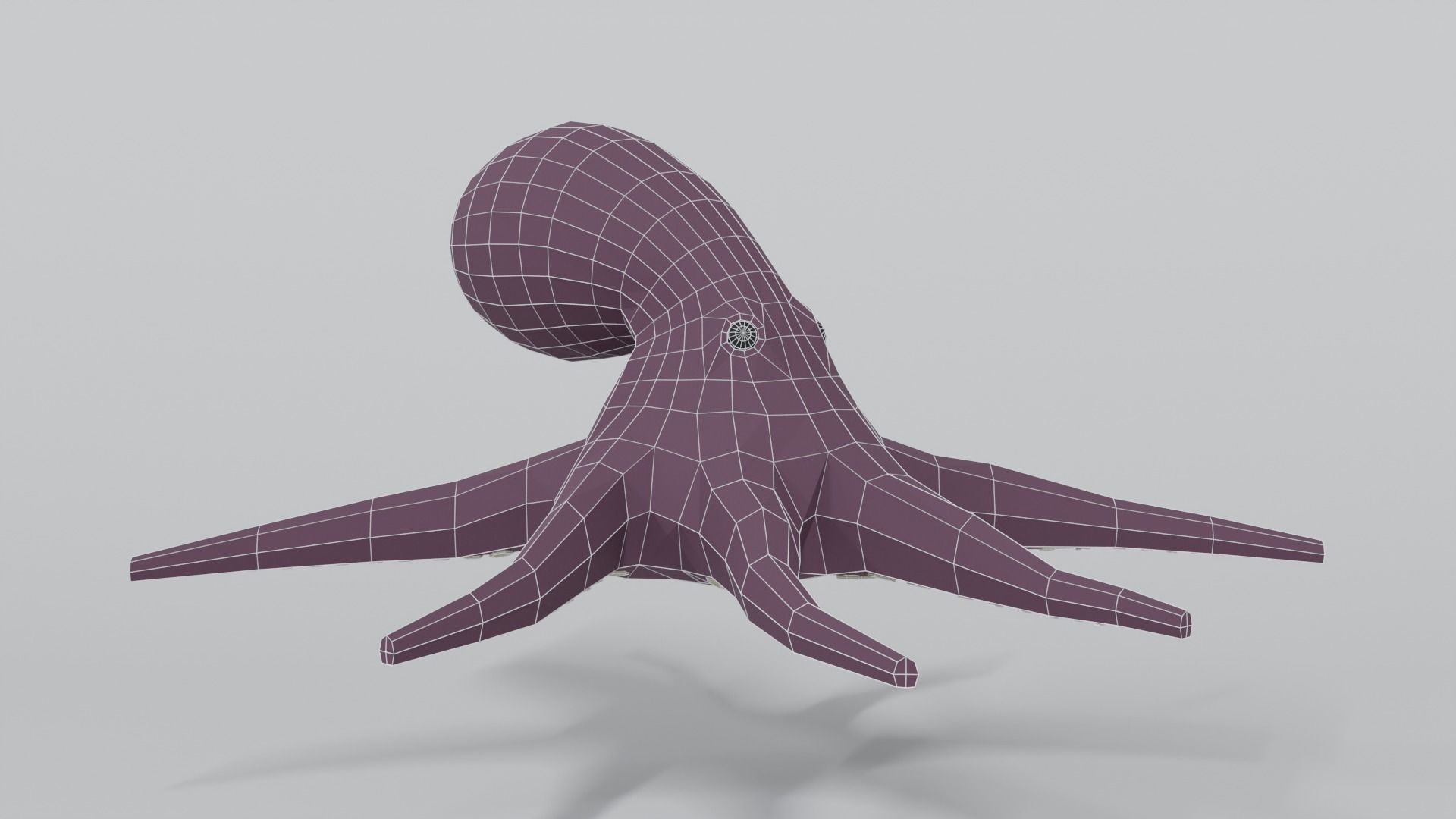 Low Poly Cartoon Octopus Low-poly 3D model_19