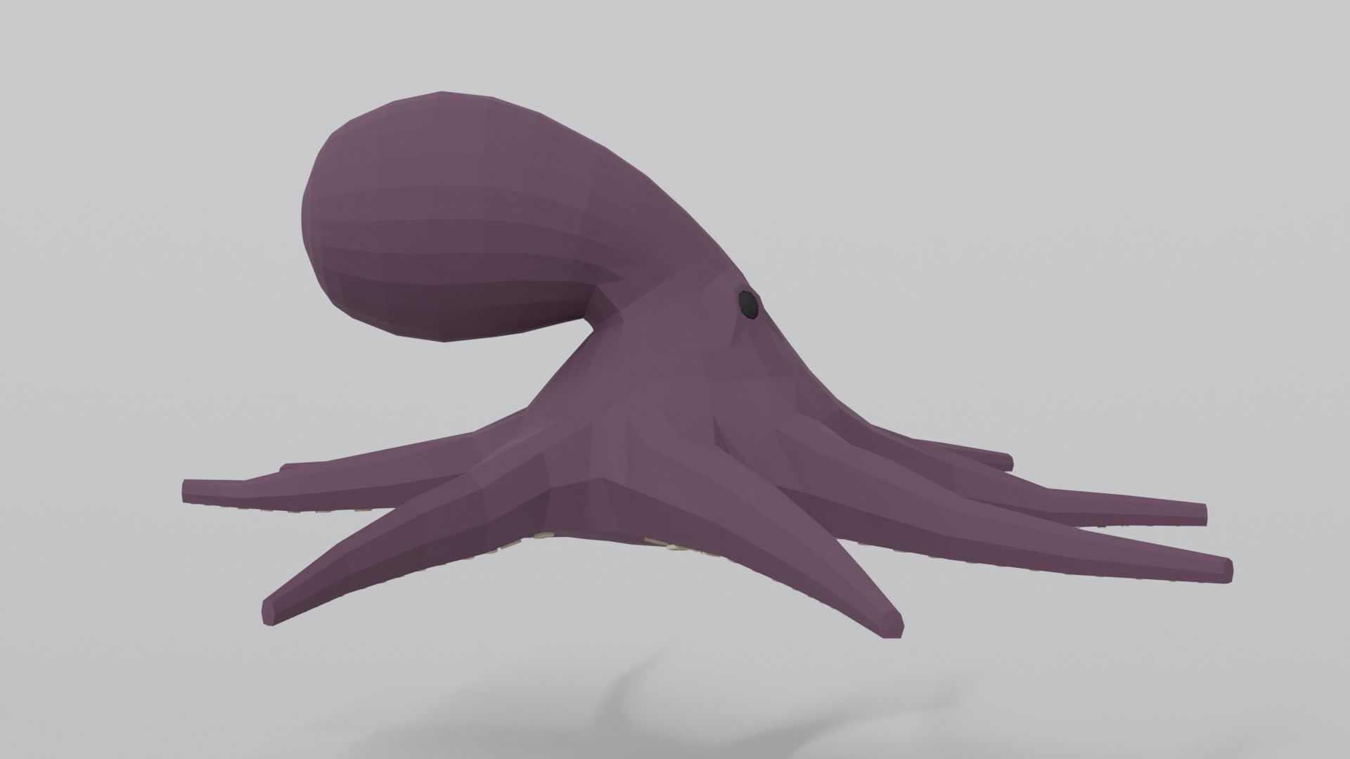 Low Poly Cartoon Octopus Low-poly 3D model_5