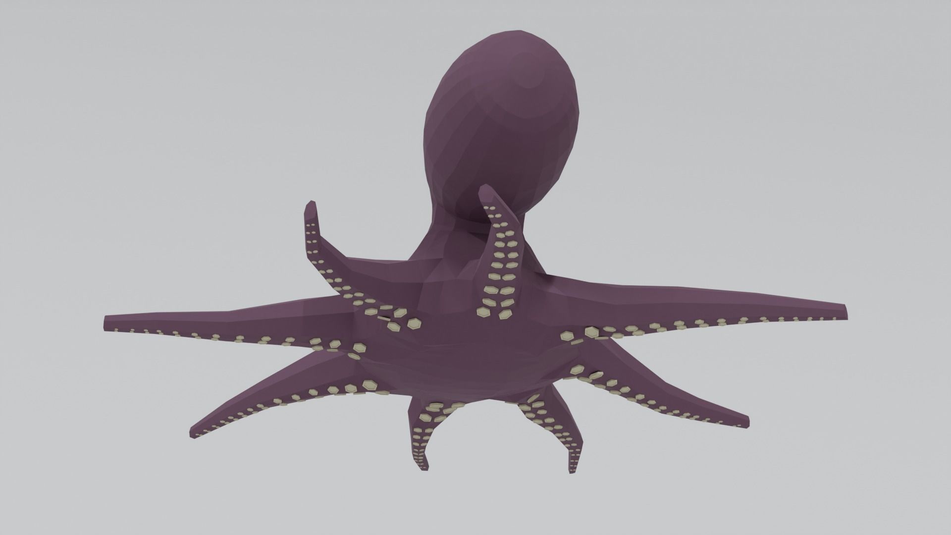 Low Poly Cartoon Octopus Low-poly 3D model_9