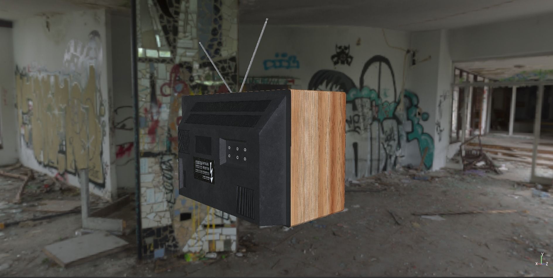 PBR Game Ready Retro Television set  Low-poly 3D model_8